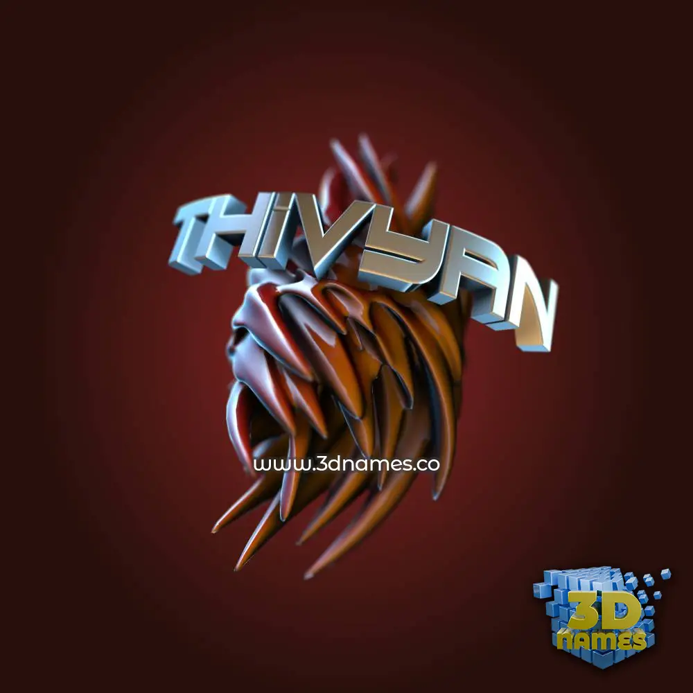 thivyan in Red Twisted style - 3D name wallpaper