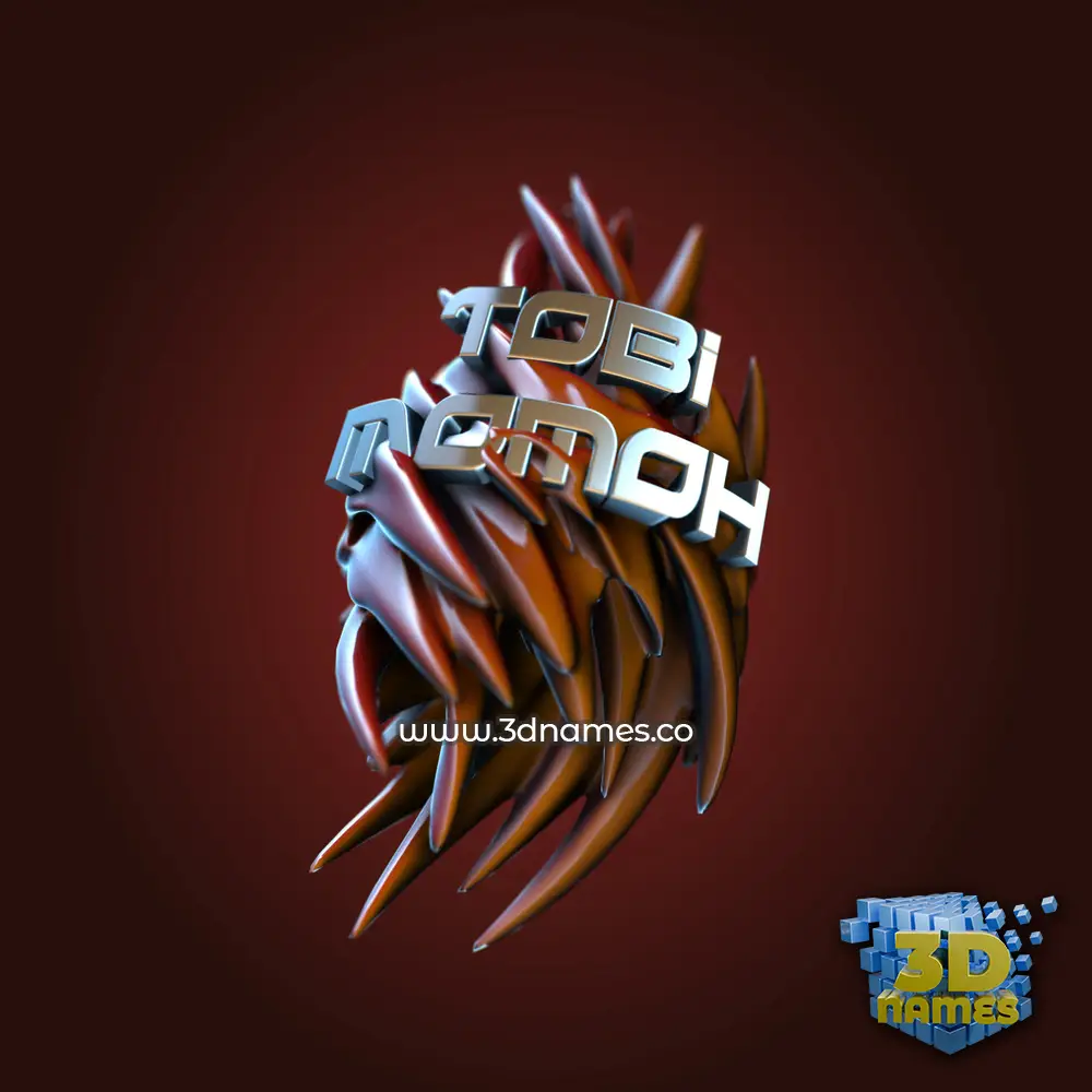 tobi momoh in Red Twisted style - 3D name wallpaper