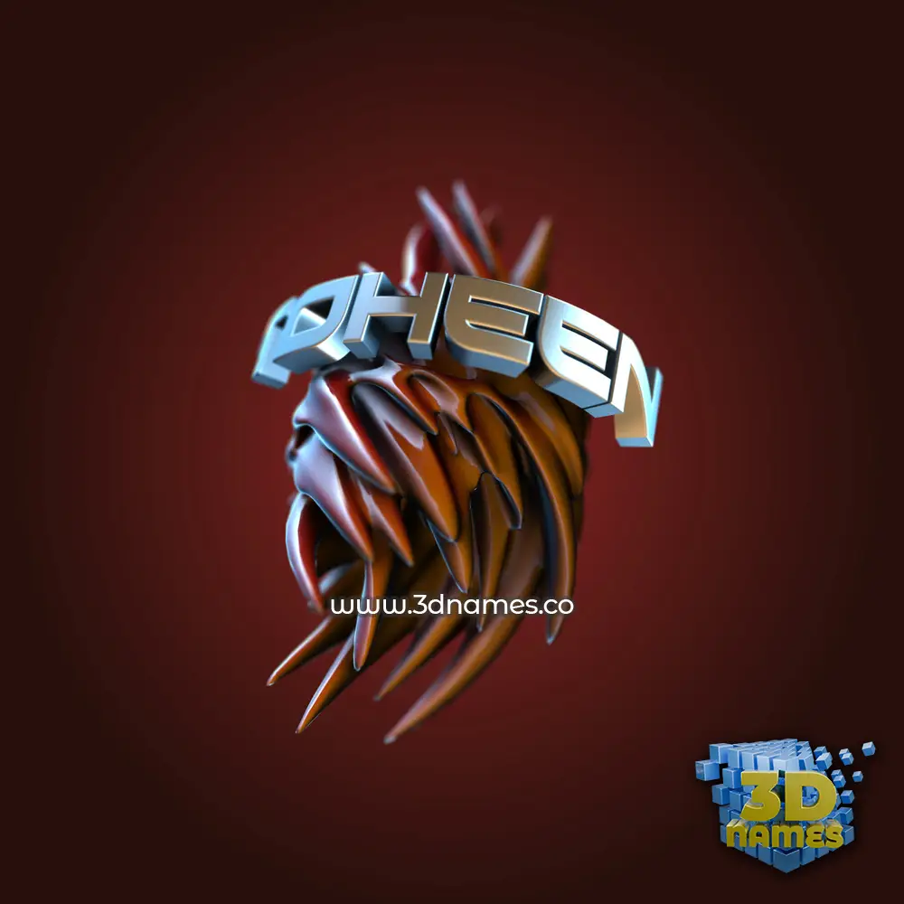 toheen in Red Twisted style - 3D name wallpaper