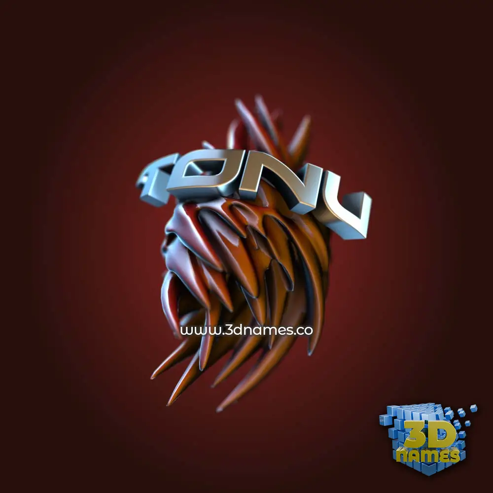 tonu in Red Twisted style - 3D name wallpaper