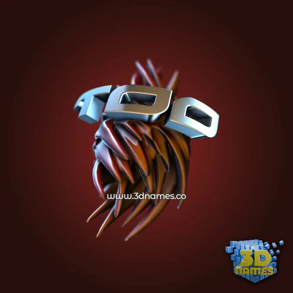 too in Red Twisted style - 3D name wallpaper