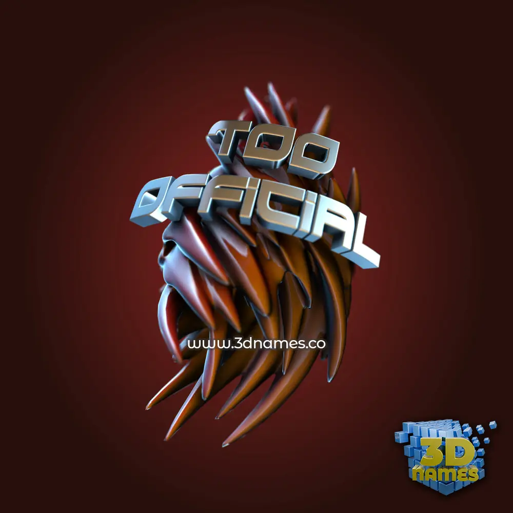 too official in Red Twisted style - 3D name wallpaper