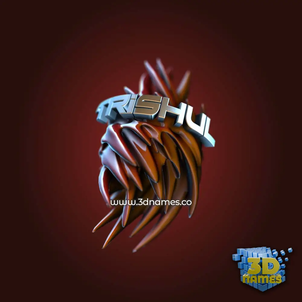 trishul in Red Twisted style - 3D name wallpaper