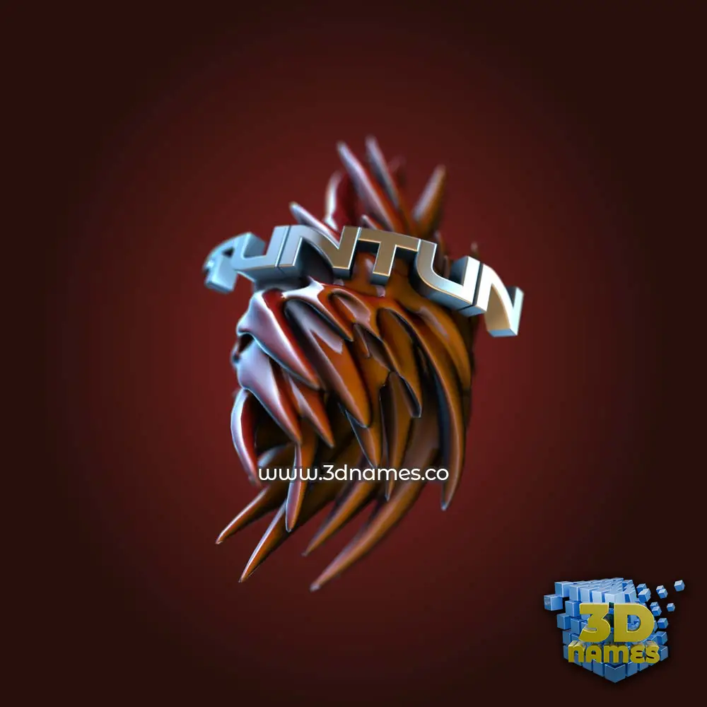 tuntun in Red Twisted style - 3D name wallpaper