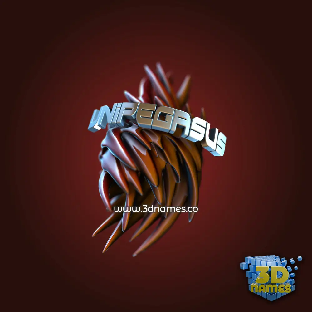 unipegasus in Red Twisted style - 3D name wallpaper