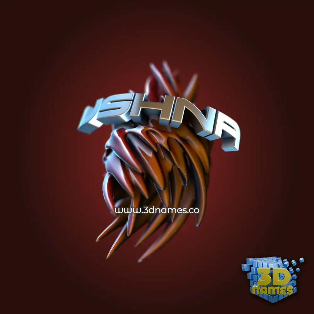 ushna in Red Twisted style - 3D name wallpaper