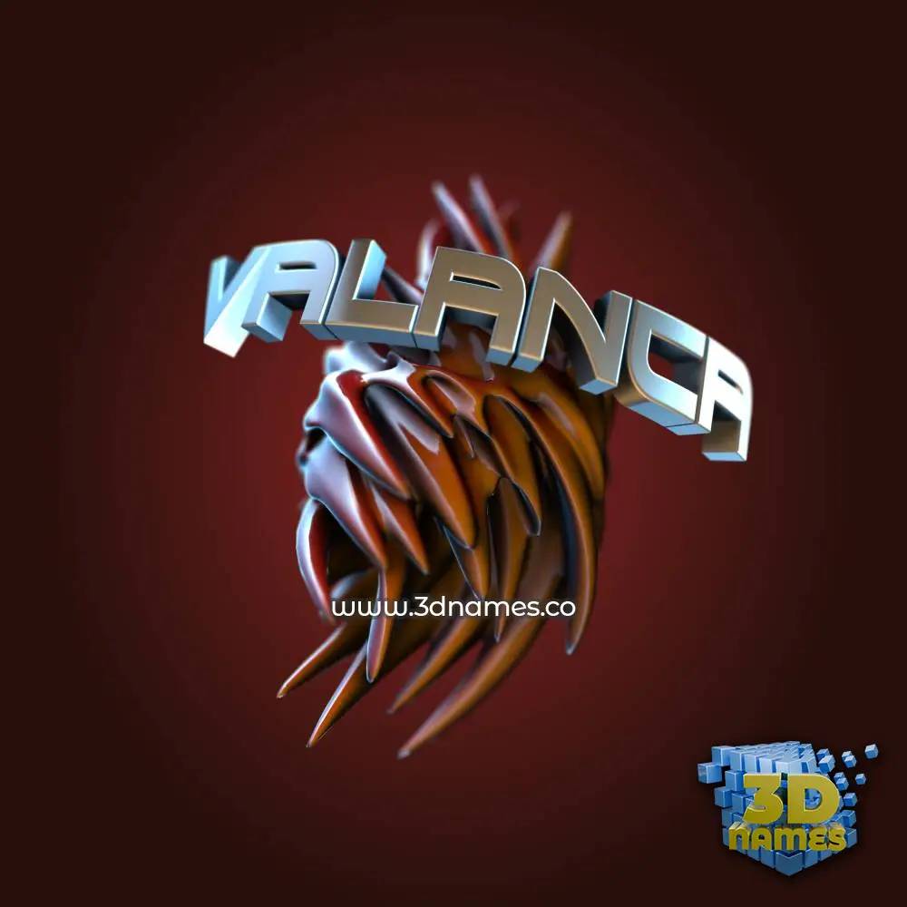 valanca in Red Twisted style - 3D name wallpaper