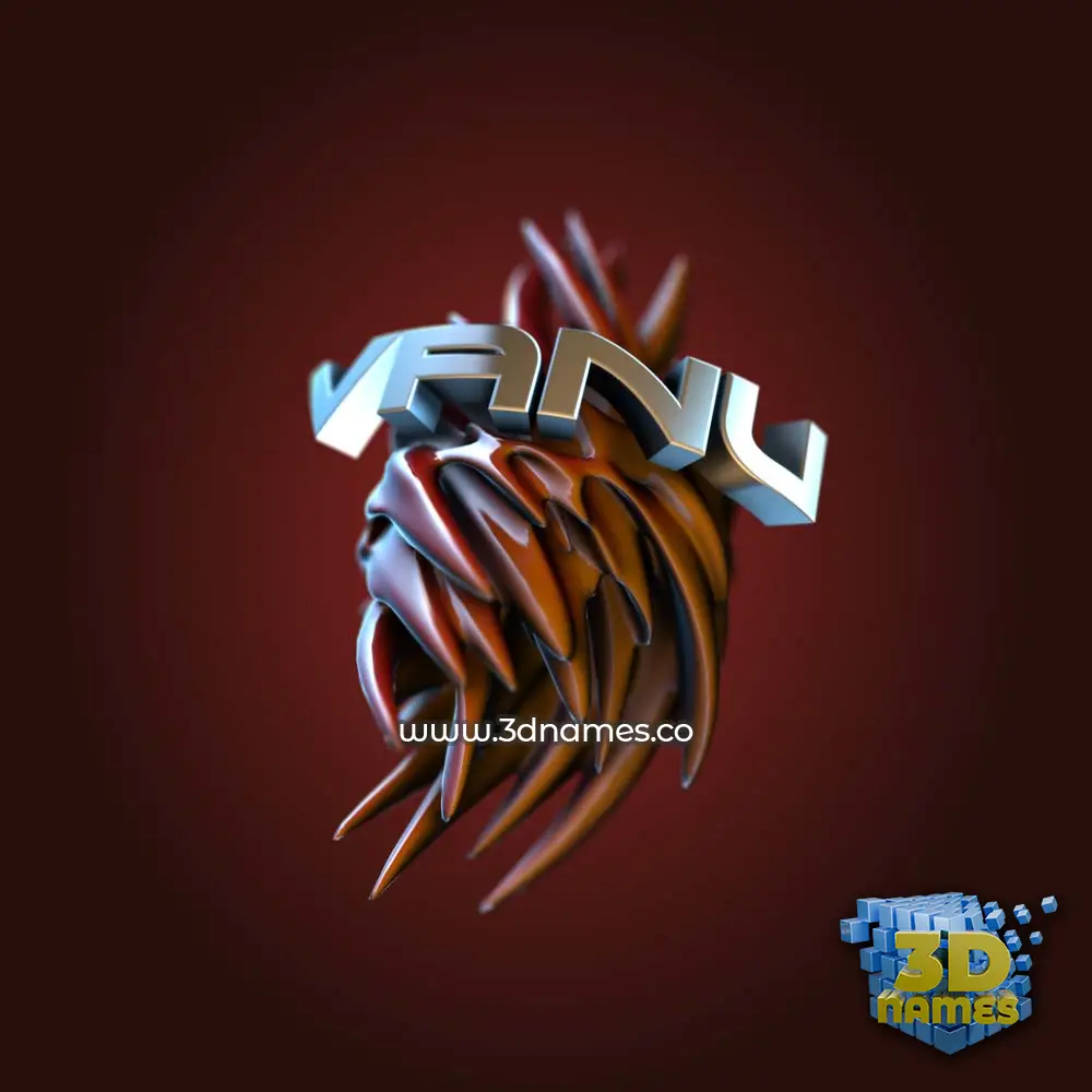vanu in Red Twisted style - 3D name wallpaper