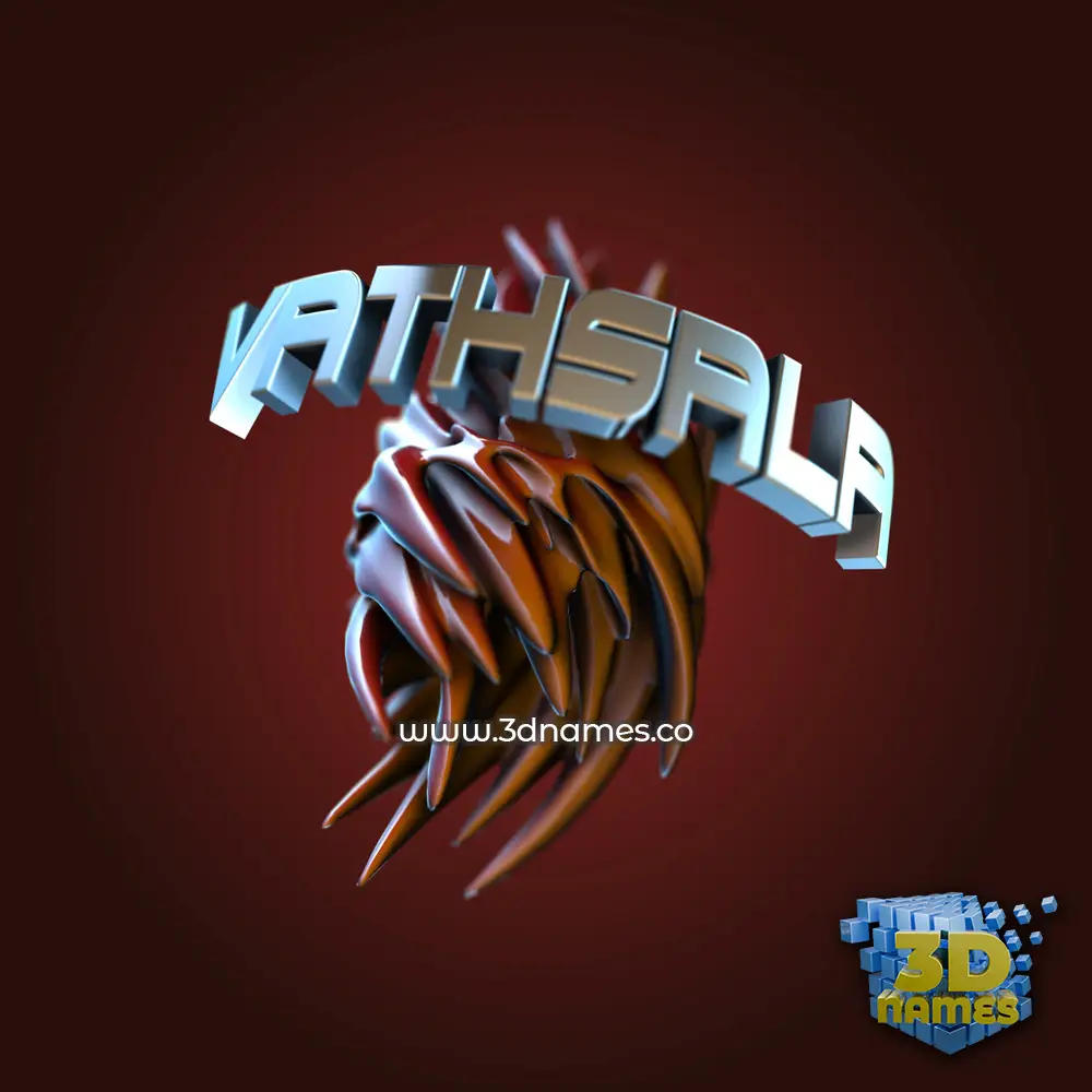 vathsala in Red Twisted style - 3D name wallpaper