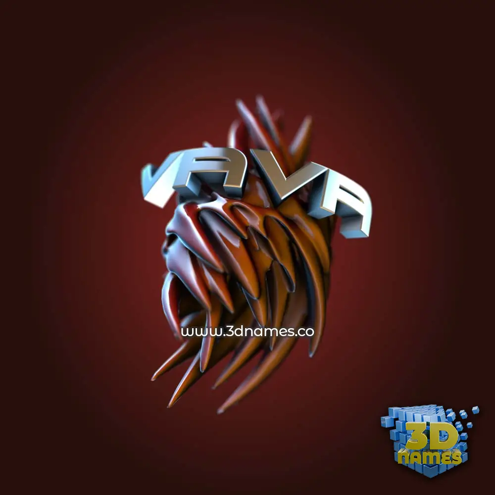 vava in Red Twisted style - 3D name wallpaper