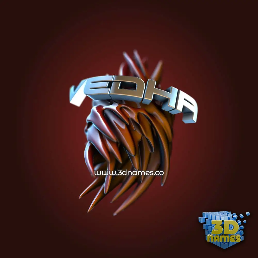 vedha in Red Twisted style - 3D name wallpaper
