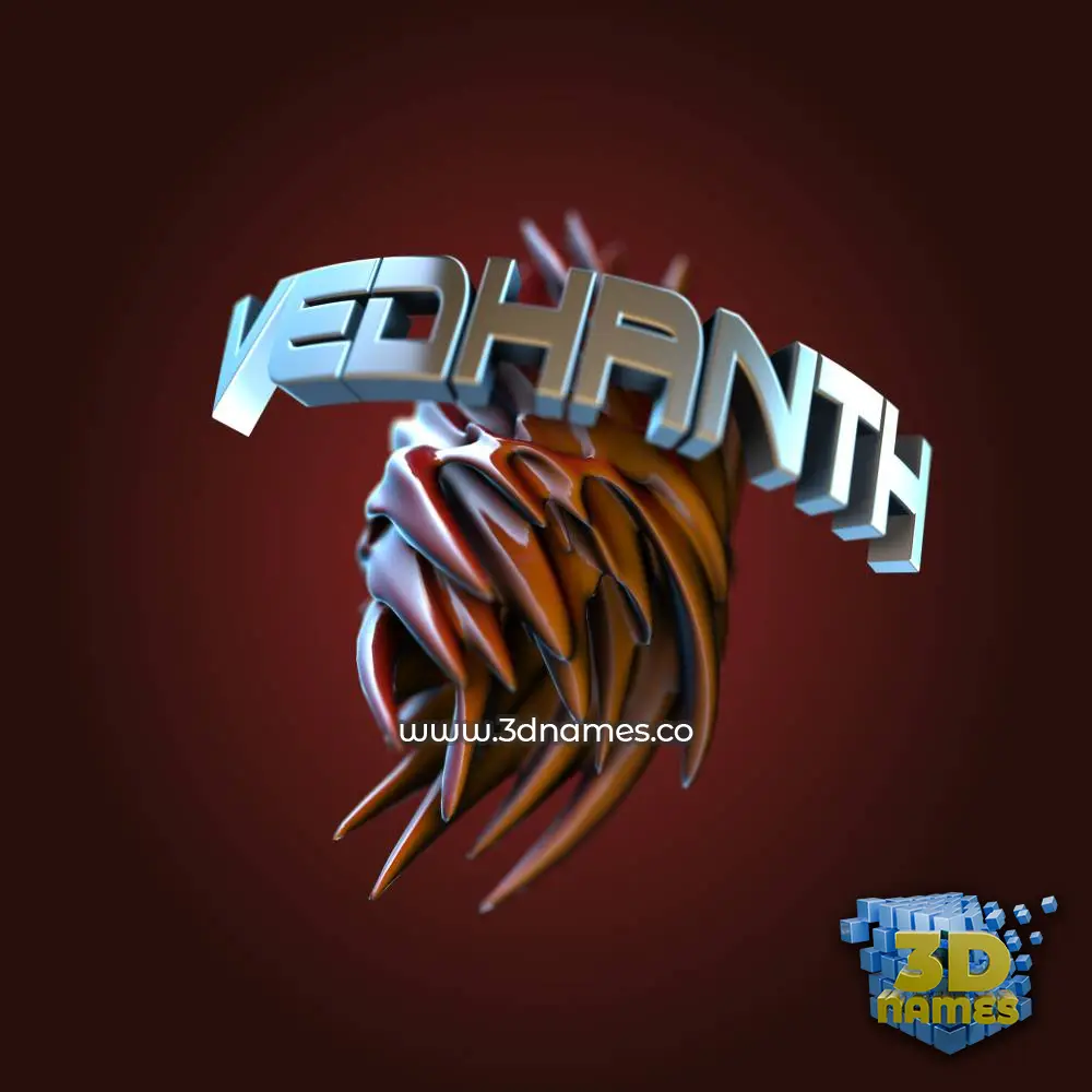 vedhanth in Red Twisted style - 3D name wallpaper