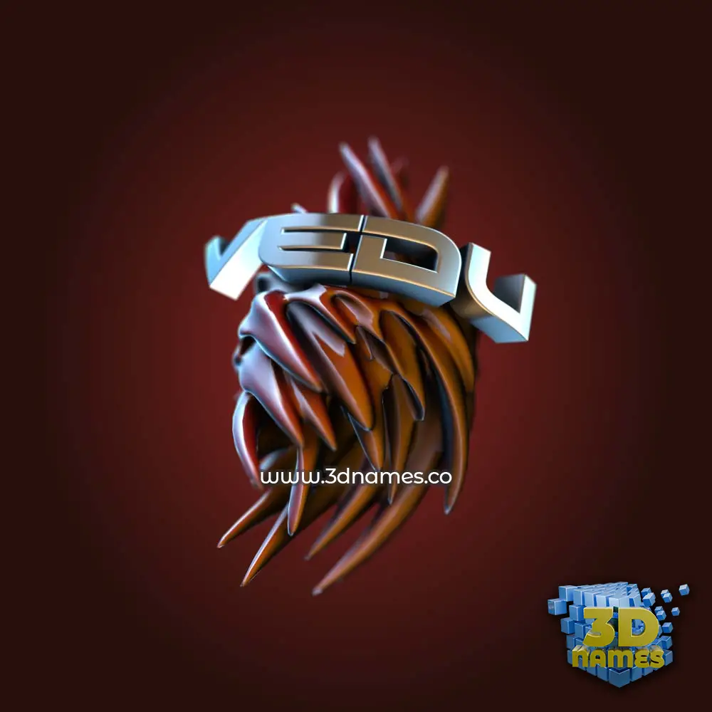 vedu in Red Twisted style - 3D name wallpaper