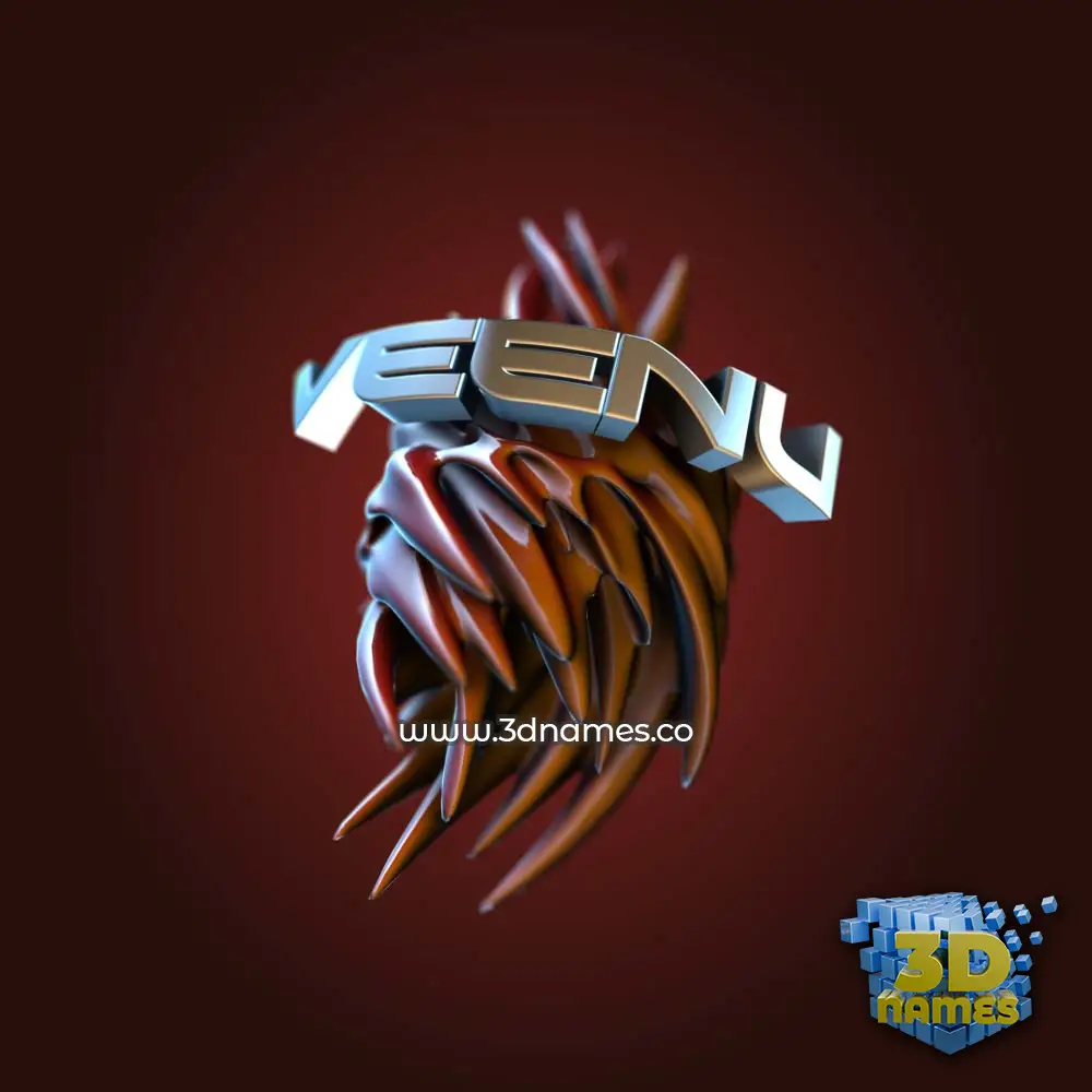 veenu in Red Twisted style - 3D name wallpaper