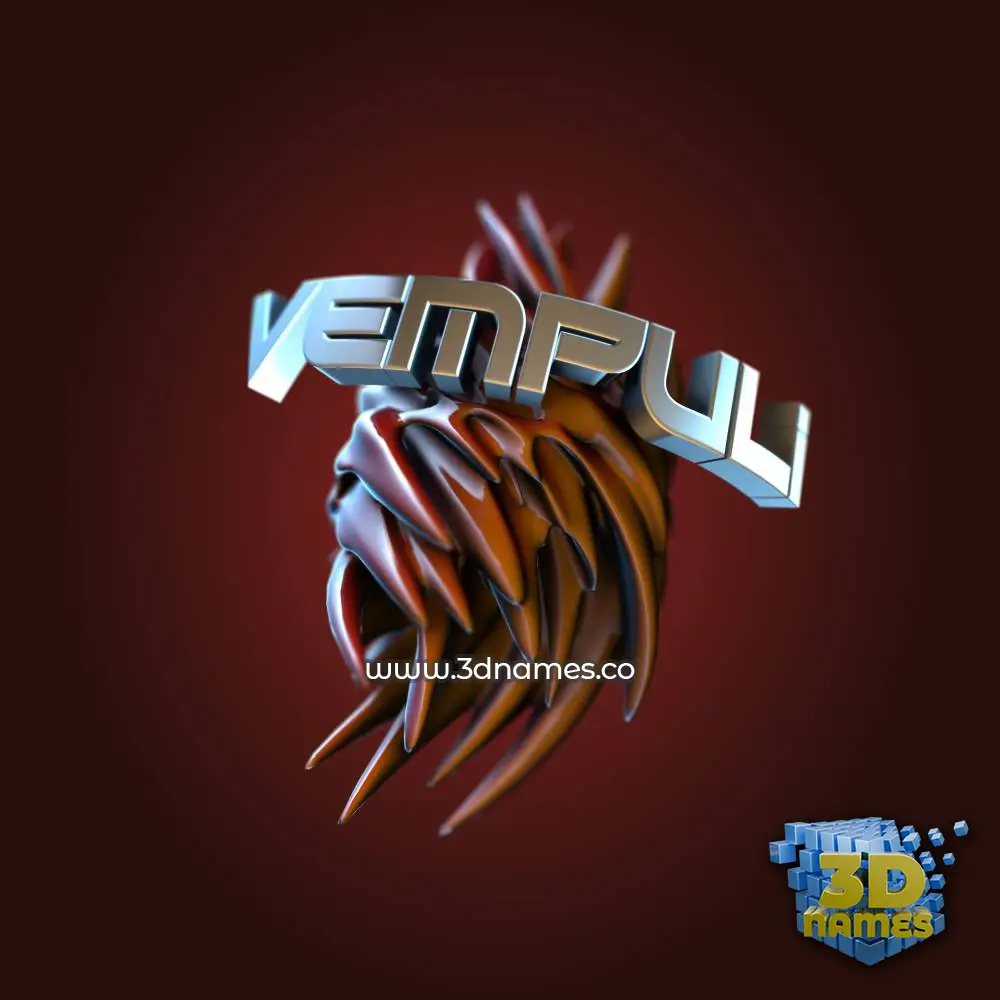 vempuli in Red Twisted style - 3D name wallpaper