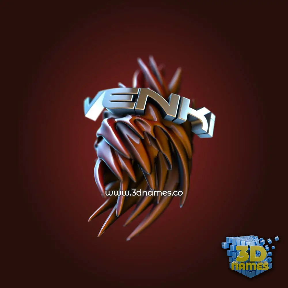 venki in Red Twisted style - 3D name wallpaper