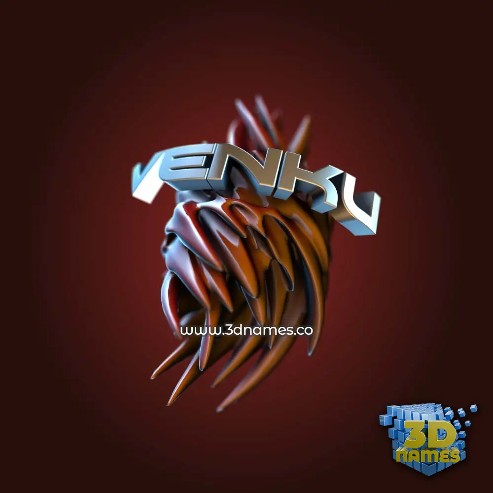 venku in Red Twisted style - 3D name wallpaper