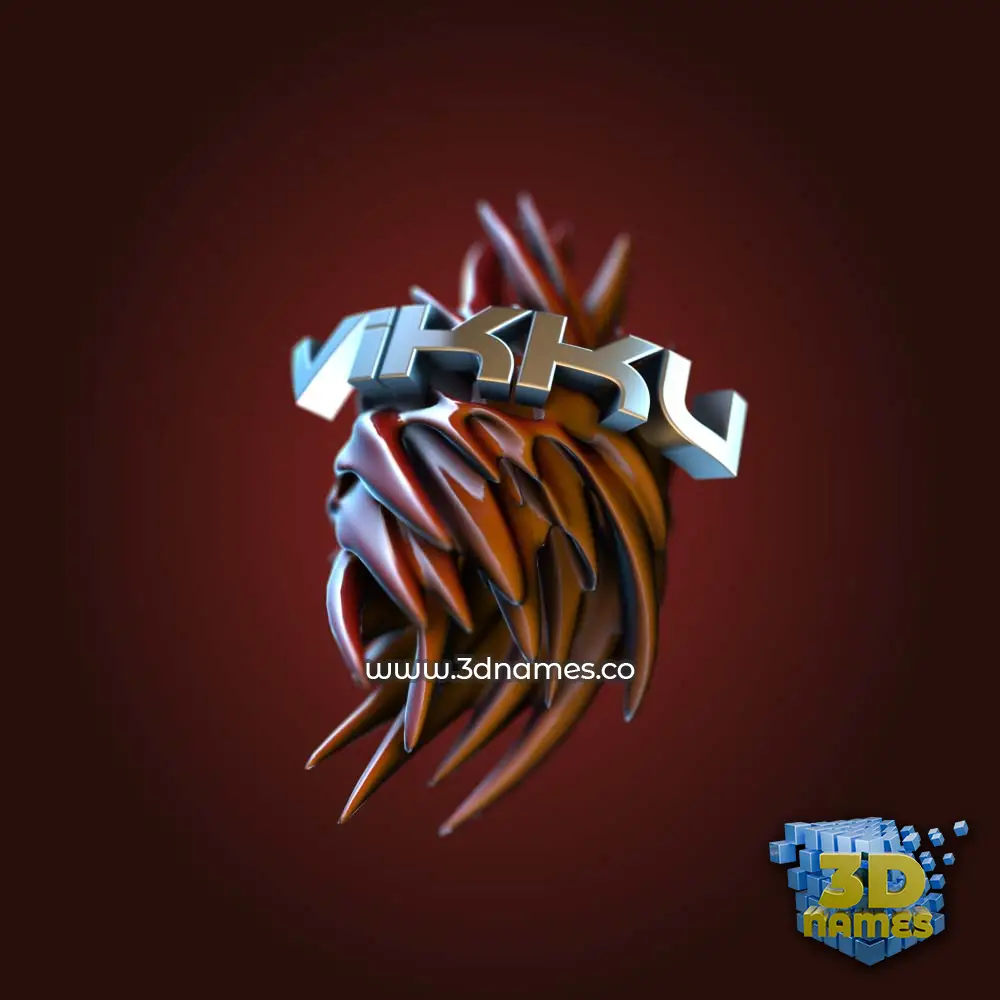 vikku in Red Twisted style - 3D name wallpaper