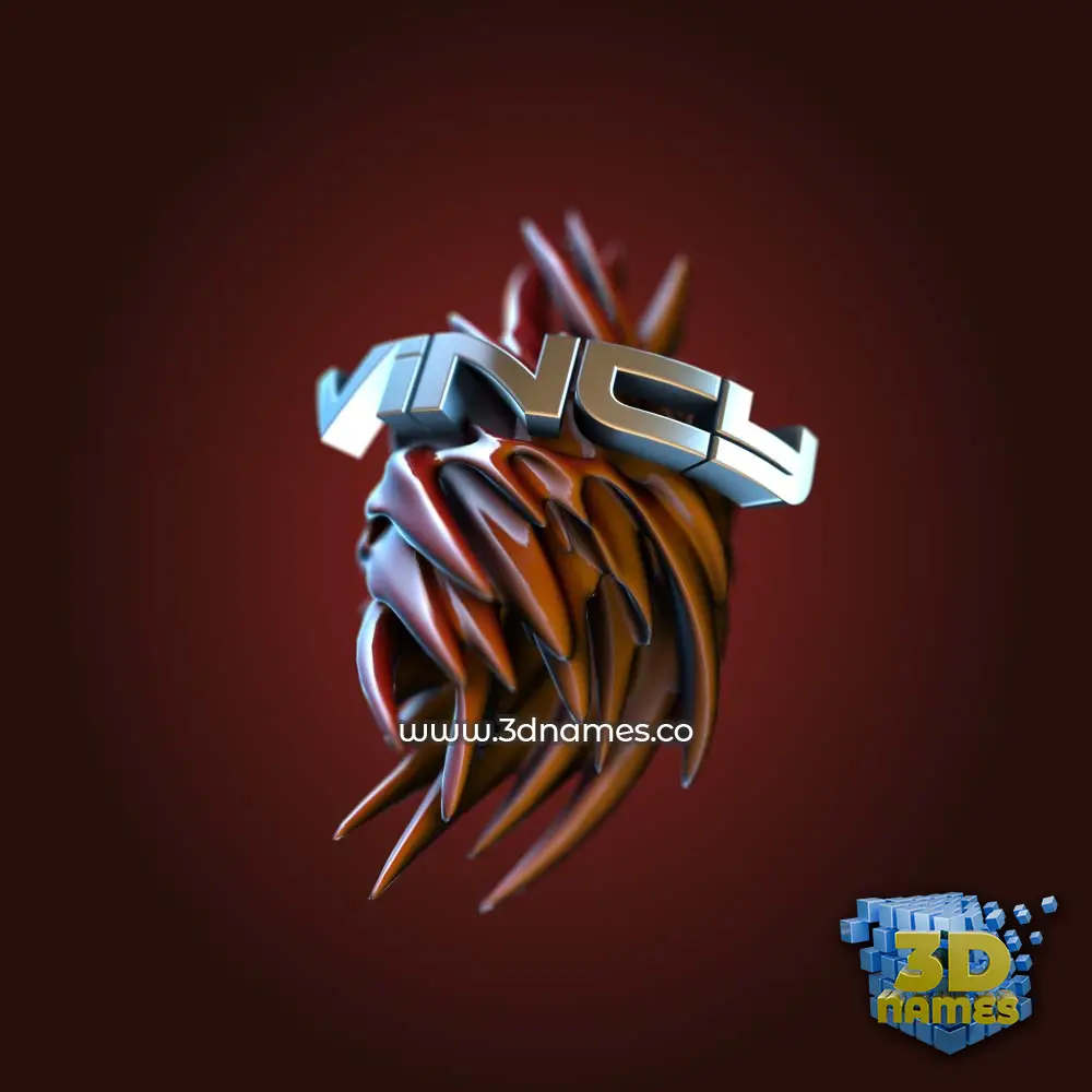 vincy in Red Twisted style - 3D name wallpaper