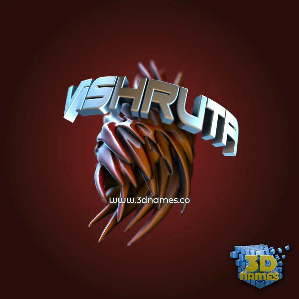 vishruta in Red Twisted style - 3D name wallpaper