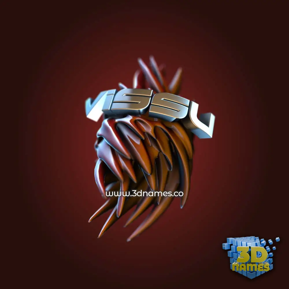 vissu in Red Twisted style - 3D name wallpaper