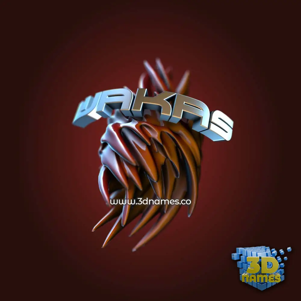wakas in Red Twisted style - 3D name wallpaper