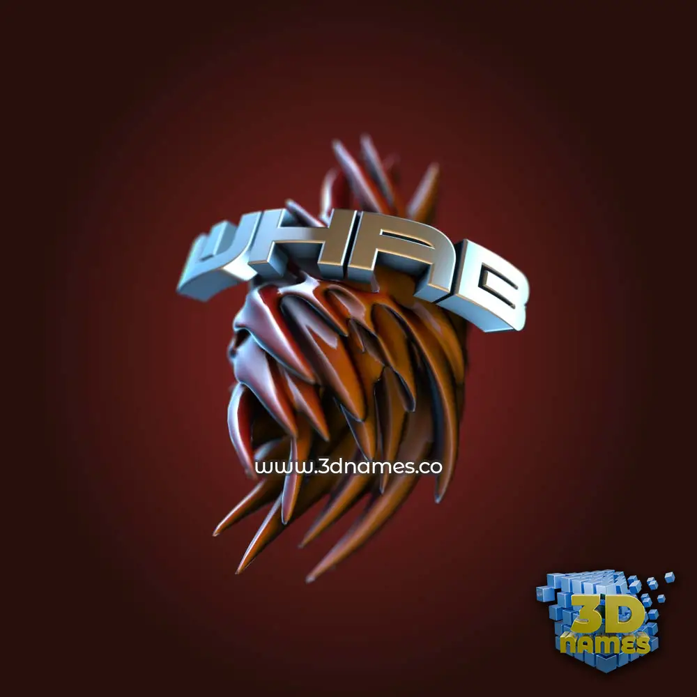 whab in Red Twisted style - 3D name wallpaper