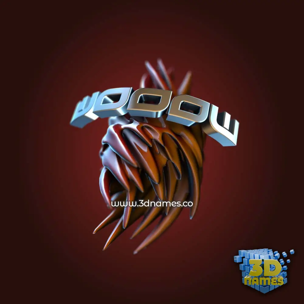wooow in Red Twisted style - 3D name wallpaper