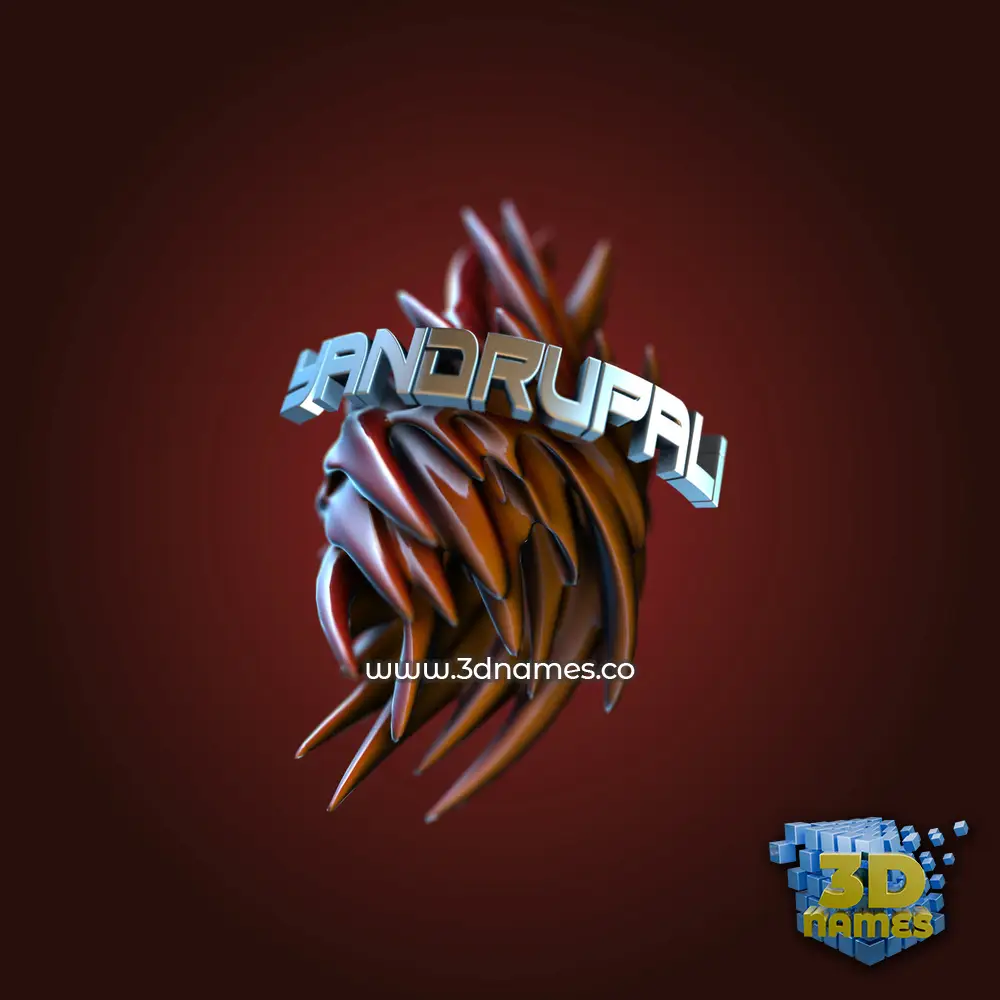 yandrupali in Red Twisted style - 3D name wallpaper