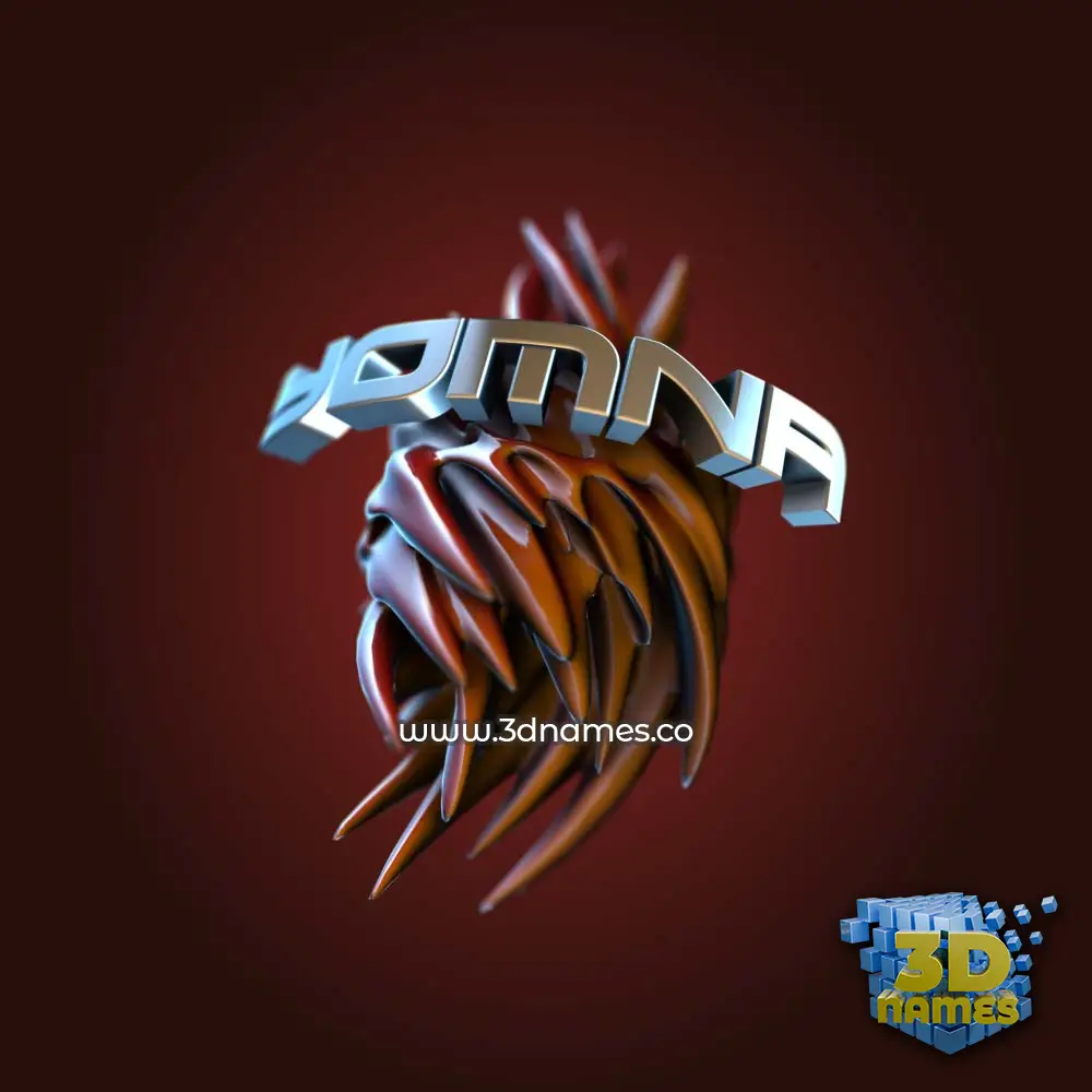 yomna in Red Twisted style - 3D name wallpaper