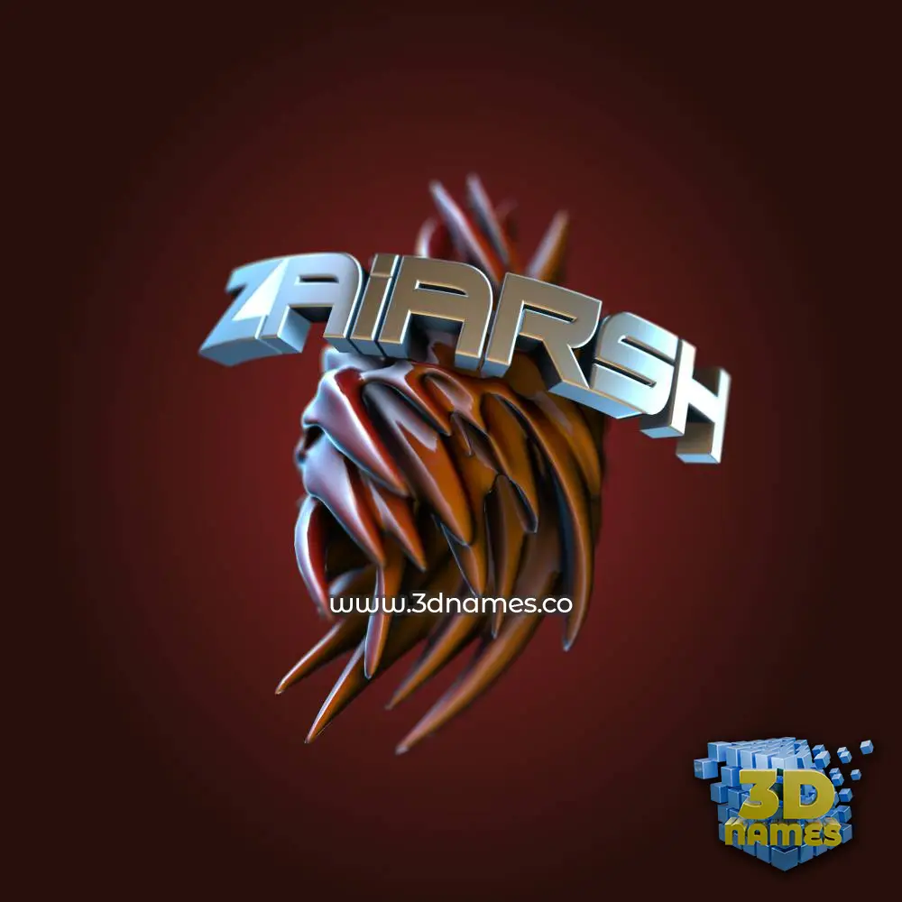 zaiarsh in Red Twisted style - 3D name wallpaper