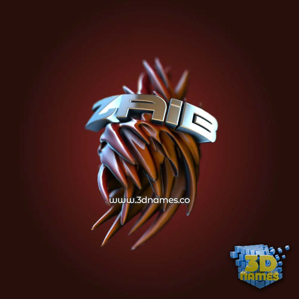 zaib in Red Twisted style - 3D name wallpaper