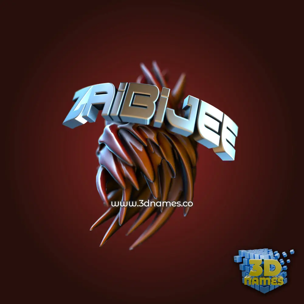 zaibijee in Red Twisted style - 3D name wallpaper