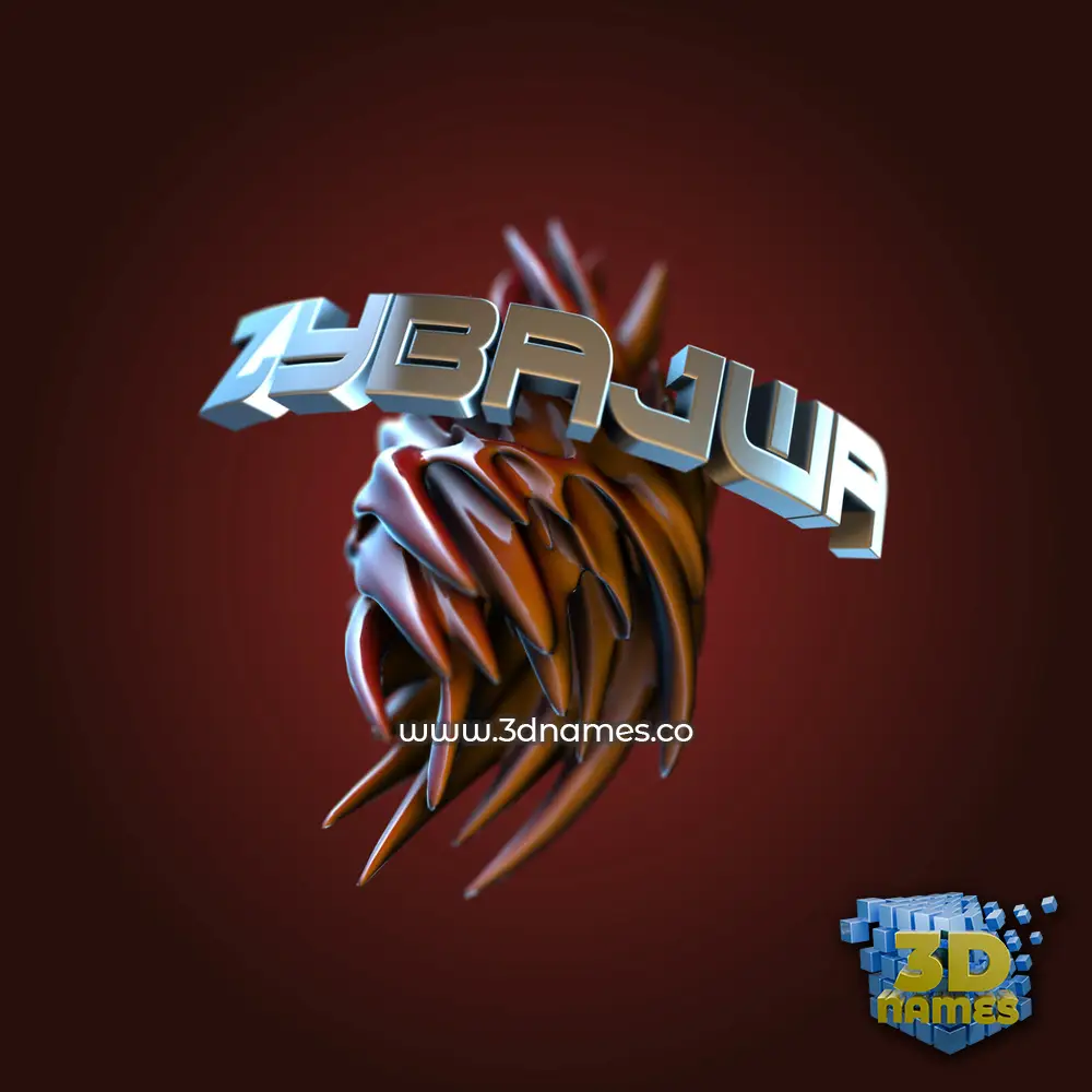 zybajwa in Red Twisted style - 3D name wallpaper
