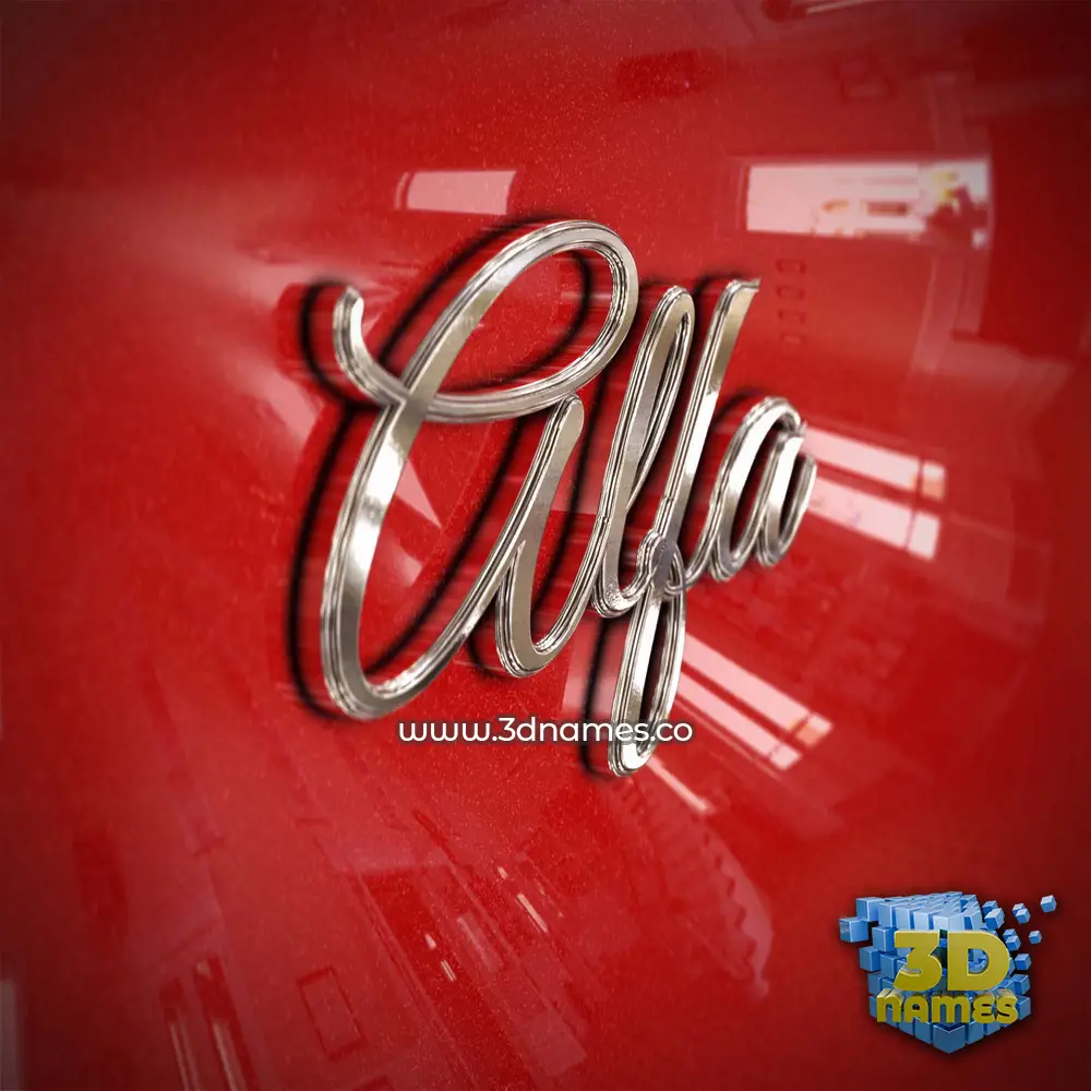 alfa in Car Paint style - 3D name wallpaper
