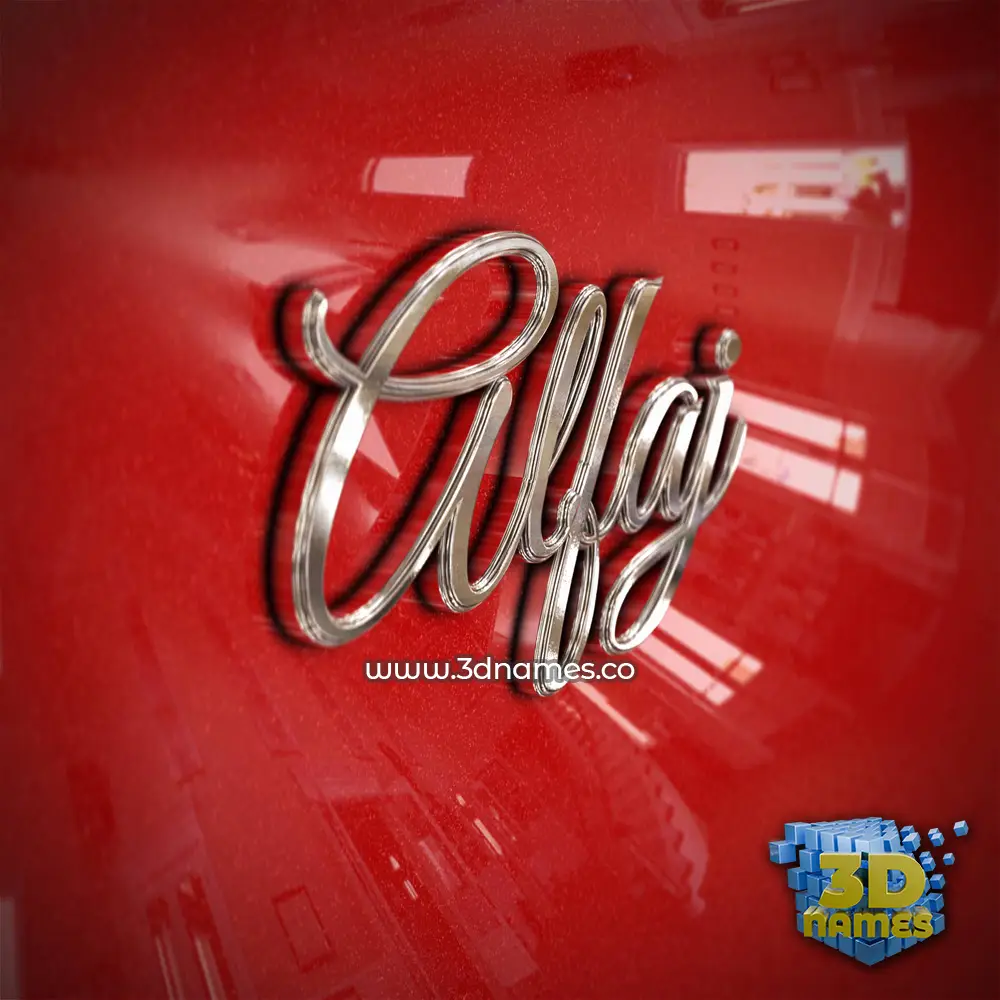 alfaj in Car Paint style - 3D name wallpaper