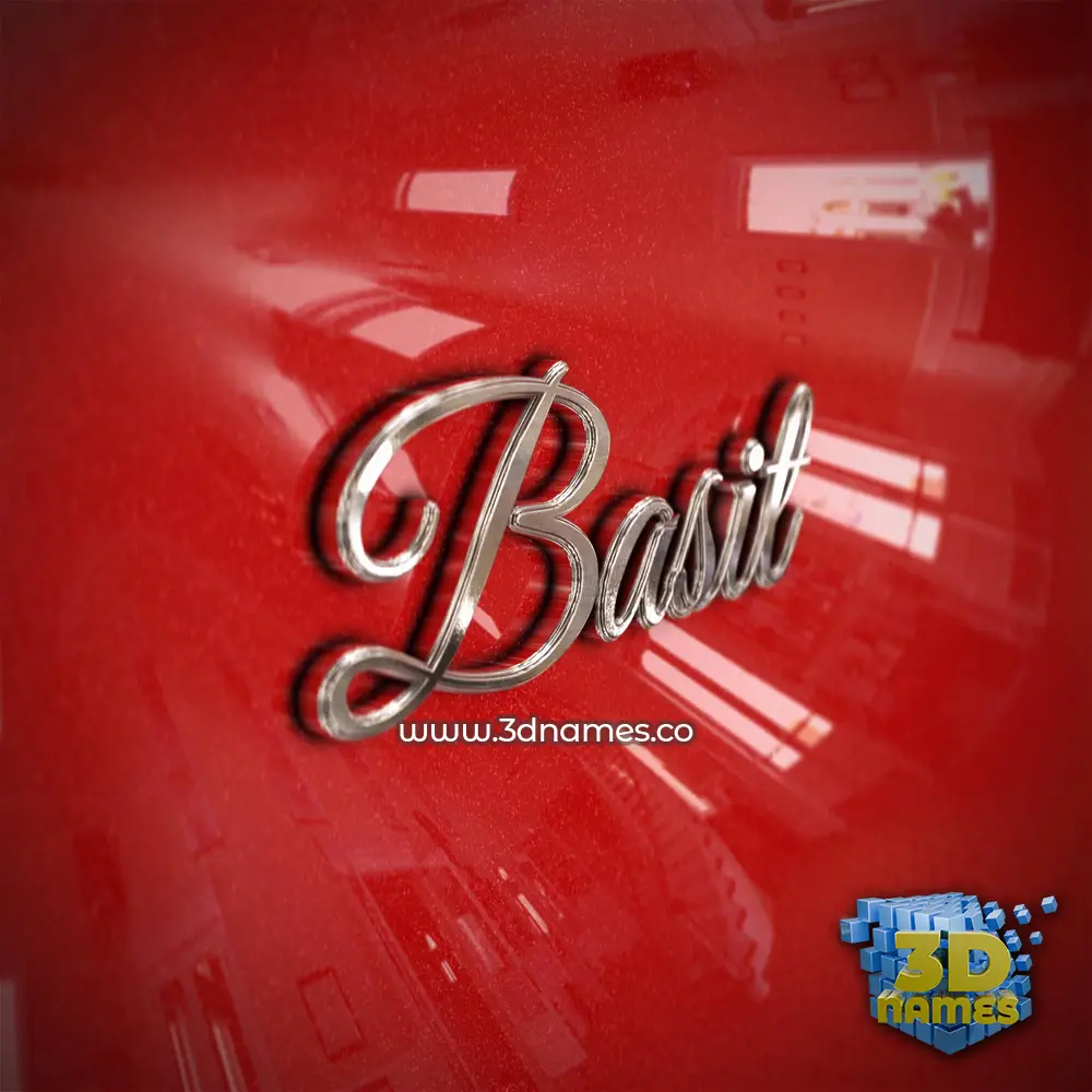 basit in Car Paint style - 3D name wallpaper