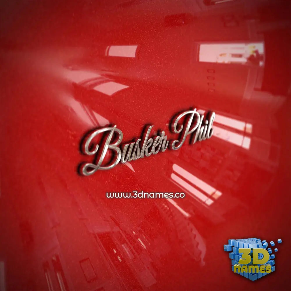 busker phil in Car Paint style - 3D name wallpaper