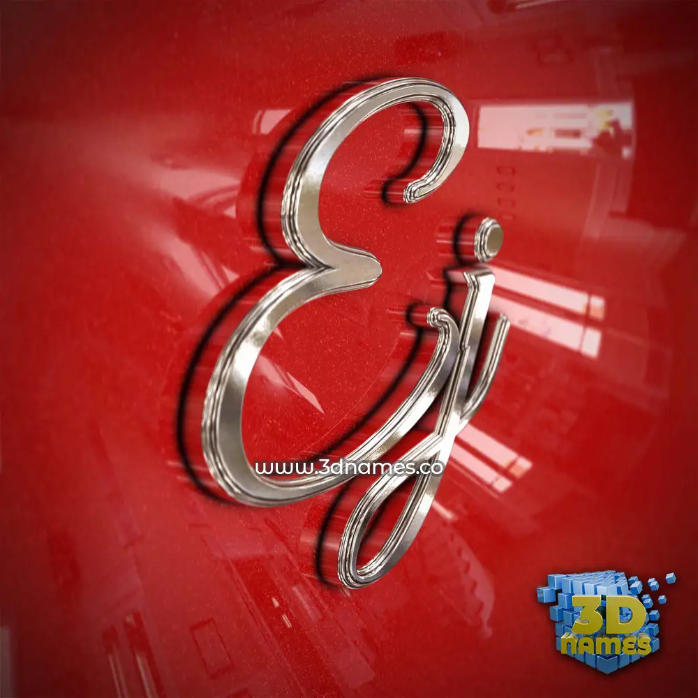 ej in Car Paint style - 3D name wallpaper