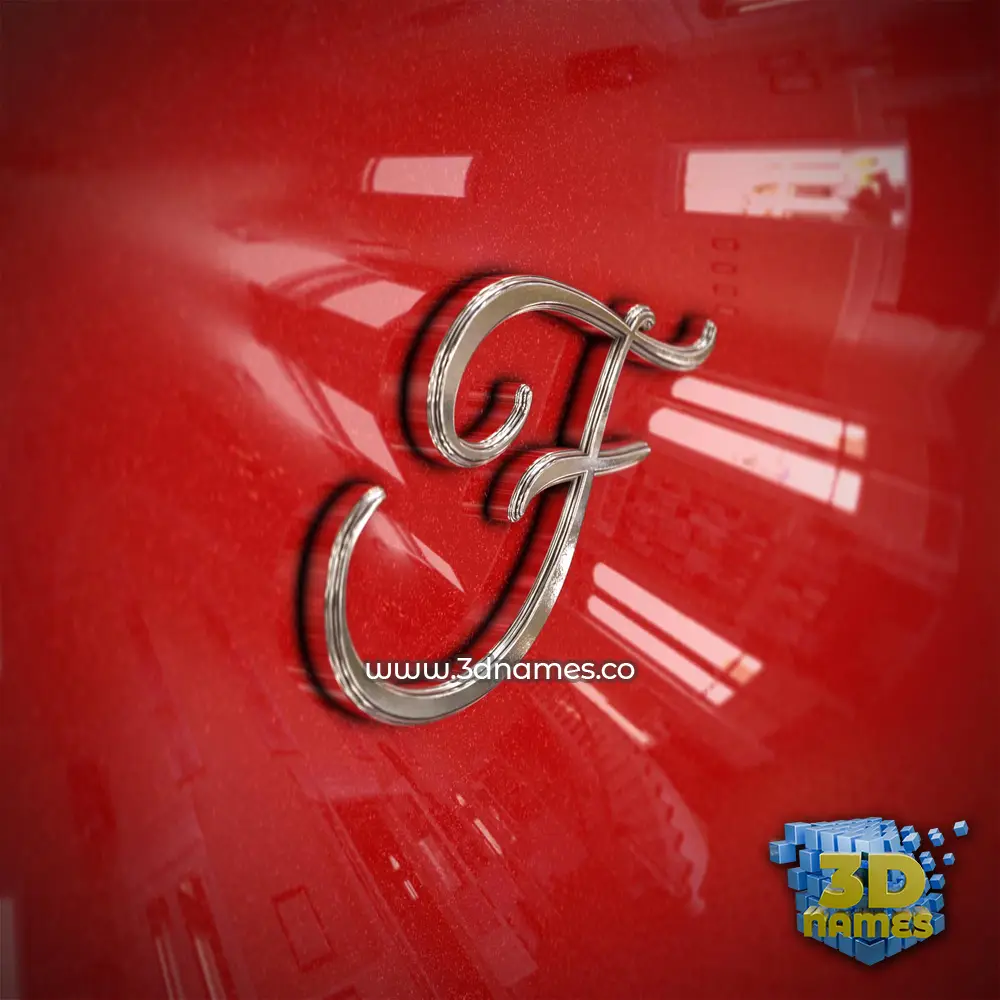 f in Car Paint style - 3D name wallpaper