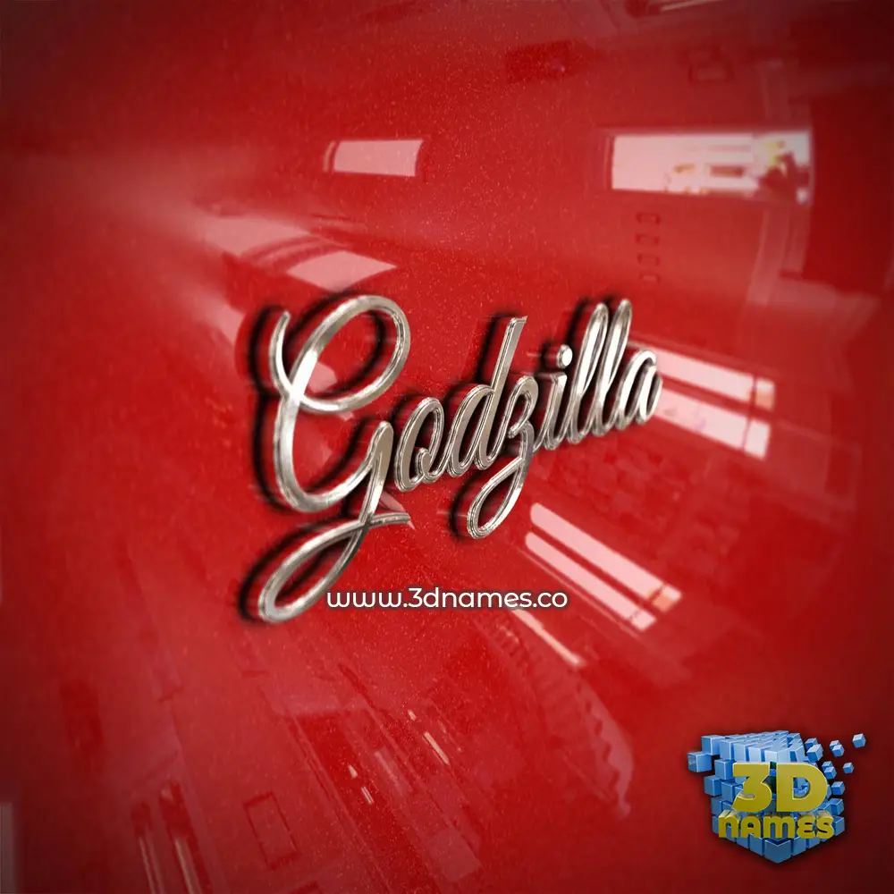 godzilla in Car Paint style - 3D name wallpaper