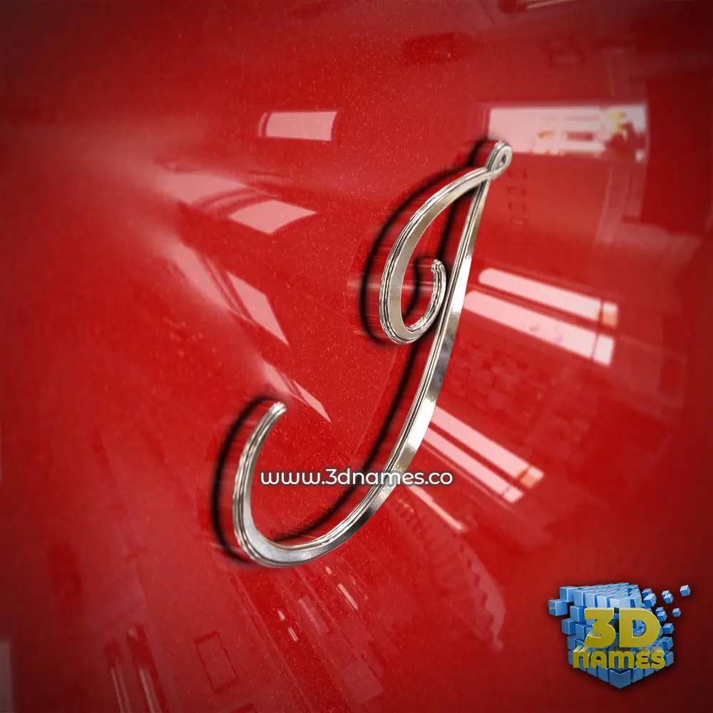 j in Car Paint style - 3D name wallpaper