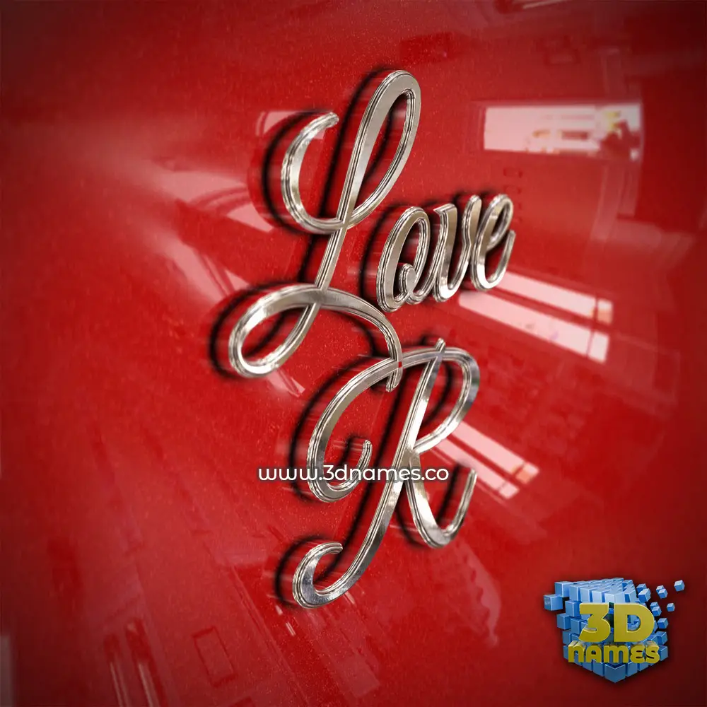 love r in Car Paint style - 3D name wallpaper