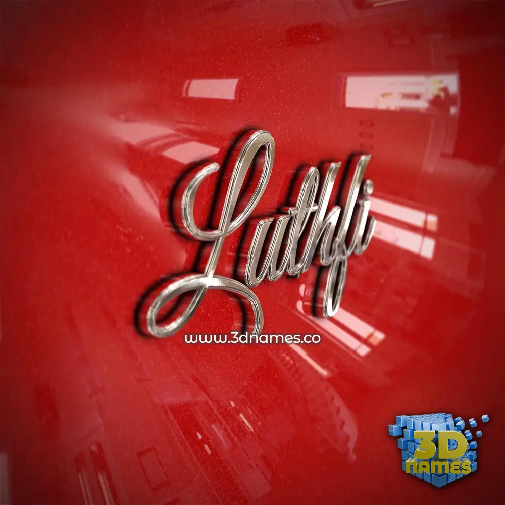 luthfi in Car Paint style - 3D name wallpaper