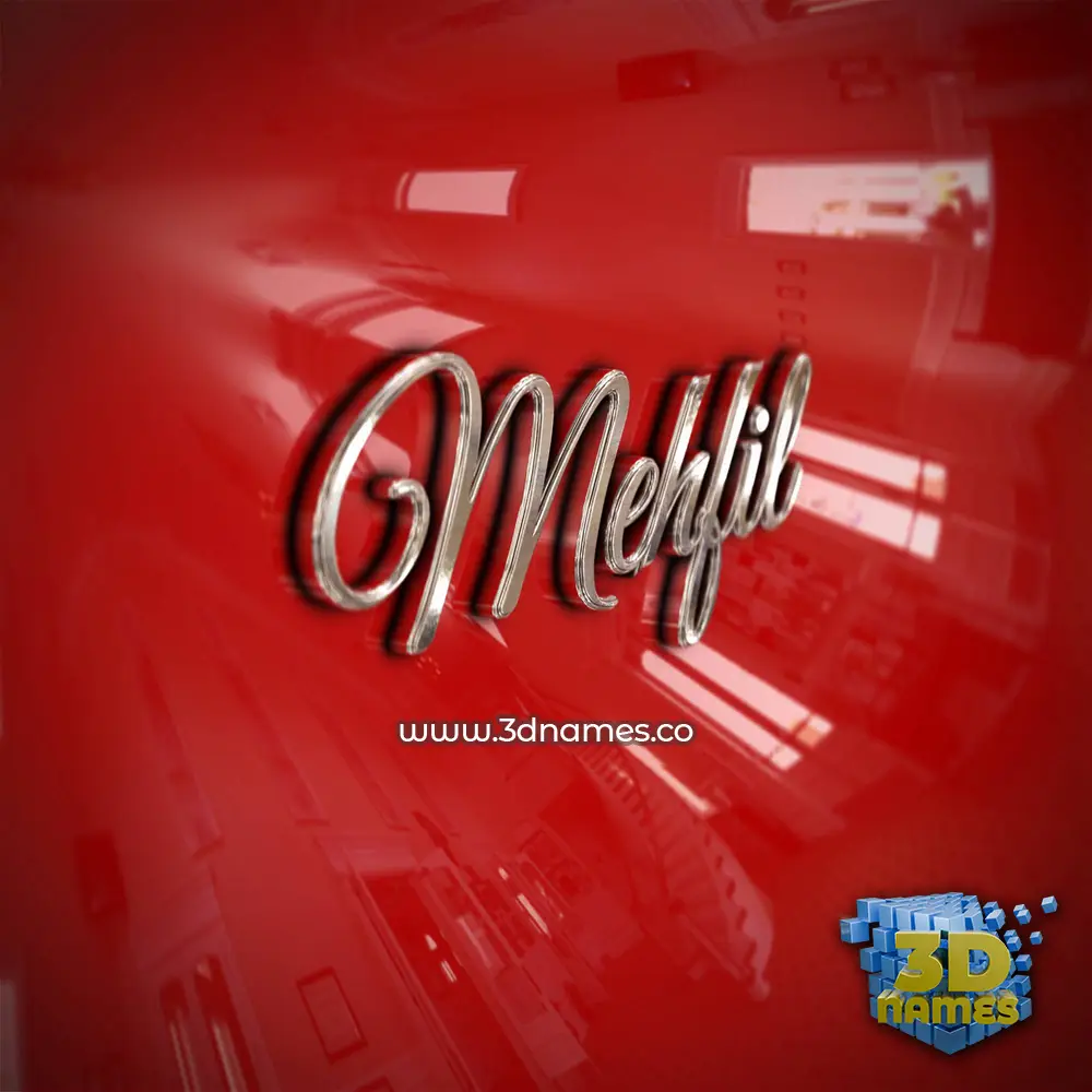 mehfil in Car Paint style - 3D name wallpaper