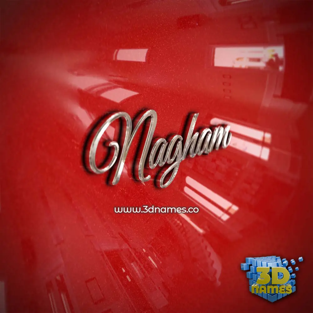 nagham in Car Paint style - 3D name wallpaper