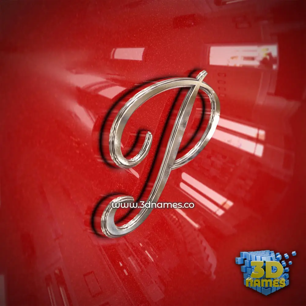 p in Car Paint style - 3D name wallpaper
