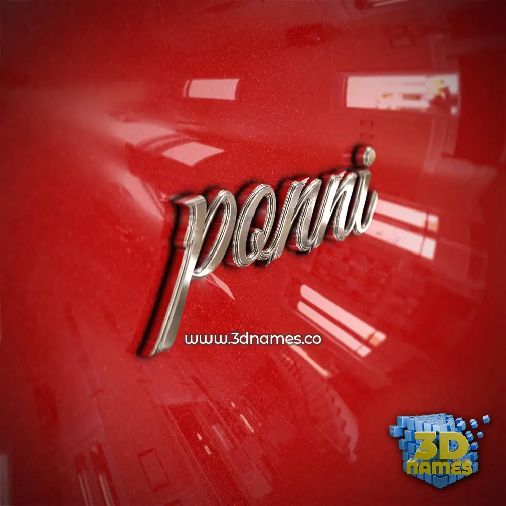 ponni in Car Paint style - 3D name wallpaper