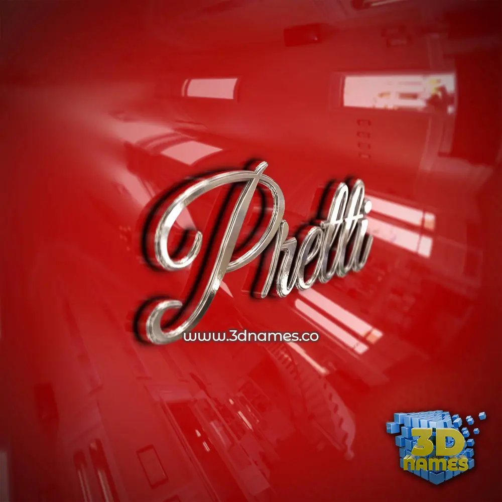 pretti in Car Paint style - 3D name wallpaper