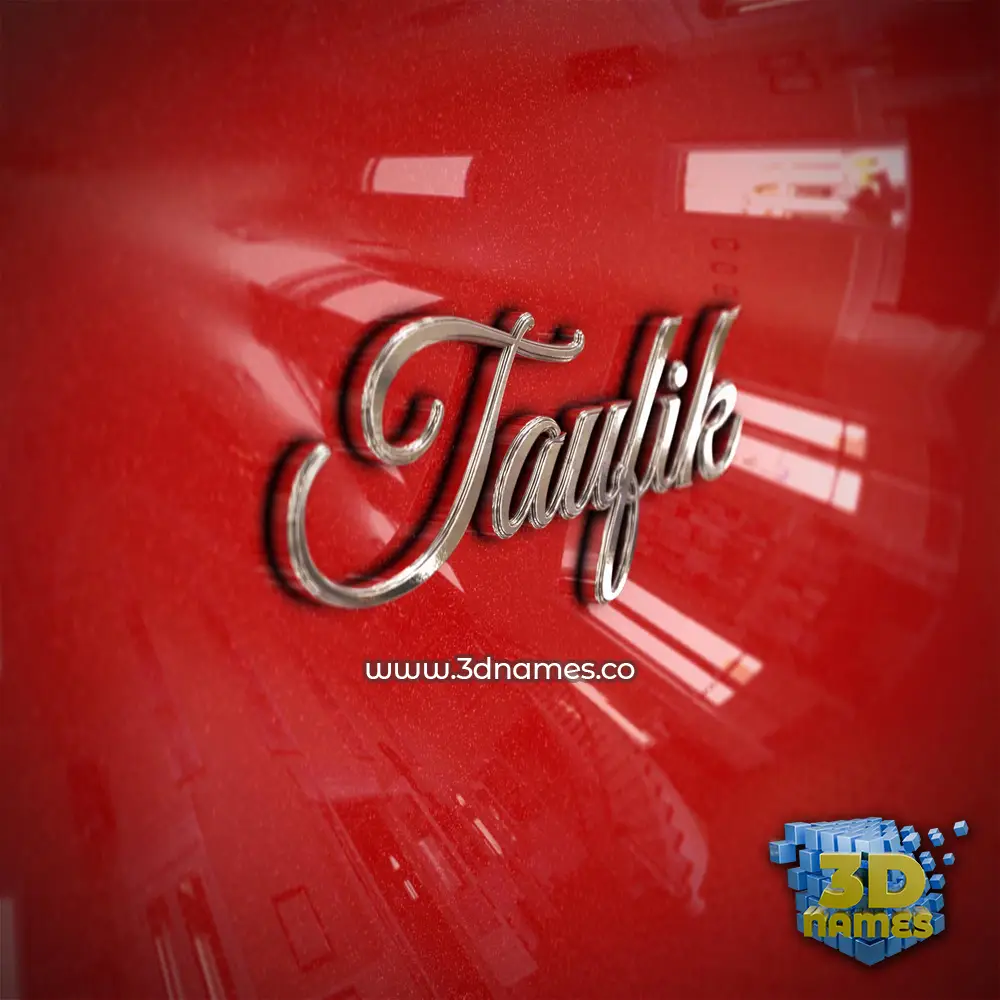 taufik in Car Paint style - 3D name wallpaper